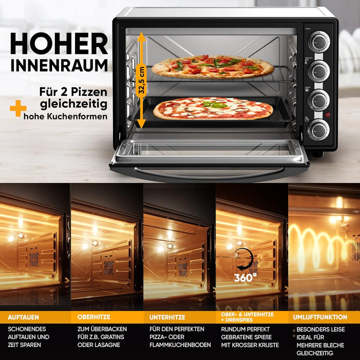 Stillstern Minibackofen mit Umluft (60L) Deutsche Version, Auftauen, Ofenhandschuhe, Rezeptheft, Dre
