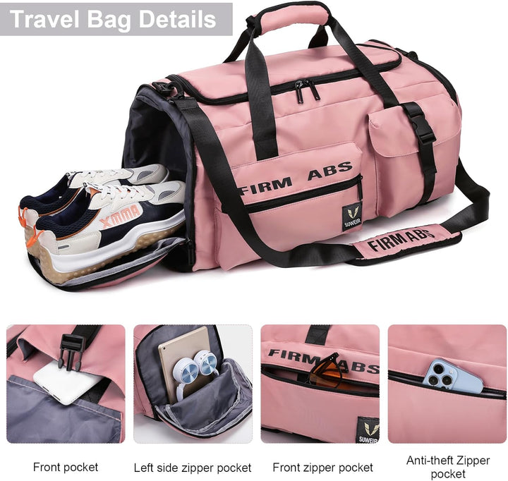 Suweir Reisetasche Gross Damen Herren 65L Sporttasche mit Schuhfach und Nass-Trockenfach Large Capac