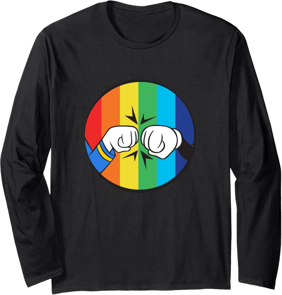 Disney Mickey Mouse Donald Duck Fist Bump Rainbow Langarmshirt