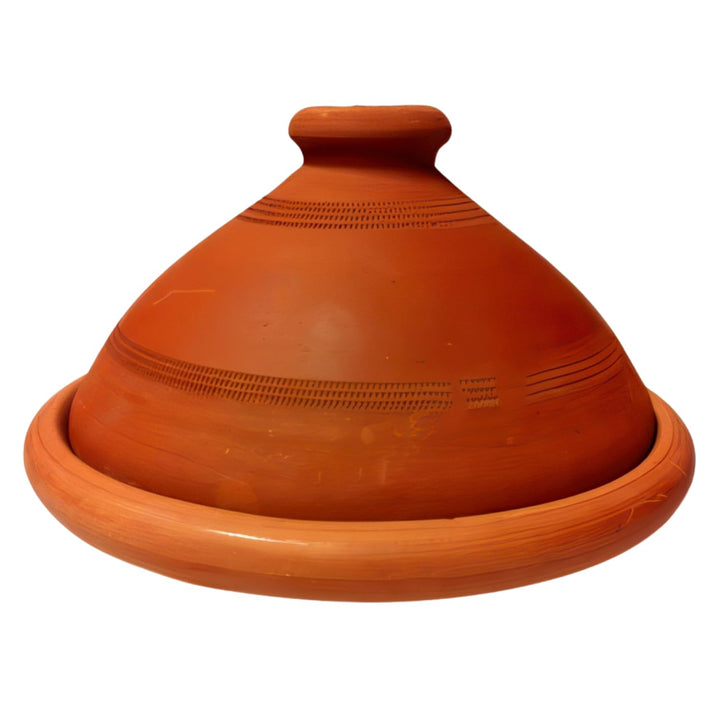 Tajine, original aus Marokko, Tontopf zum Kochen, Tuareg Ø 30cm, für 4-5 Personen, handgetöpfert aus