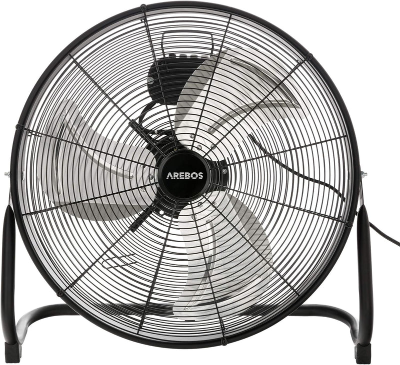Arebos Bodenventilator Ø50 cm | Windmaschine | Ventilator | 3 Geschwindigkeitsstufen | hoher Luftdur