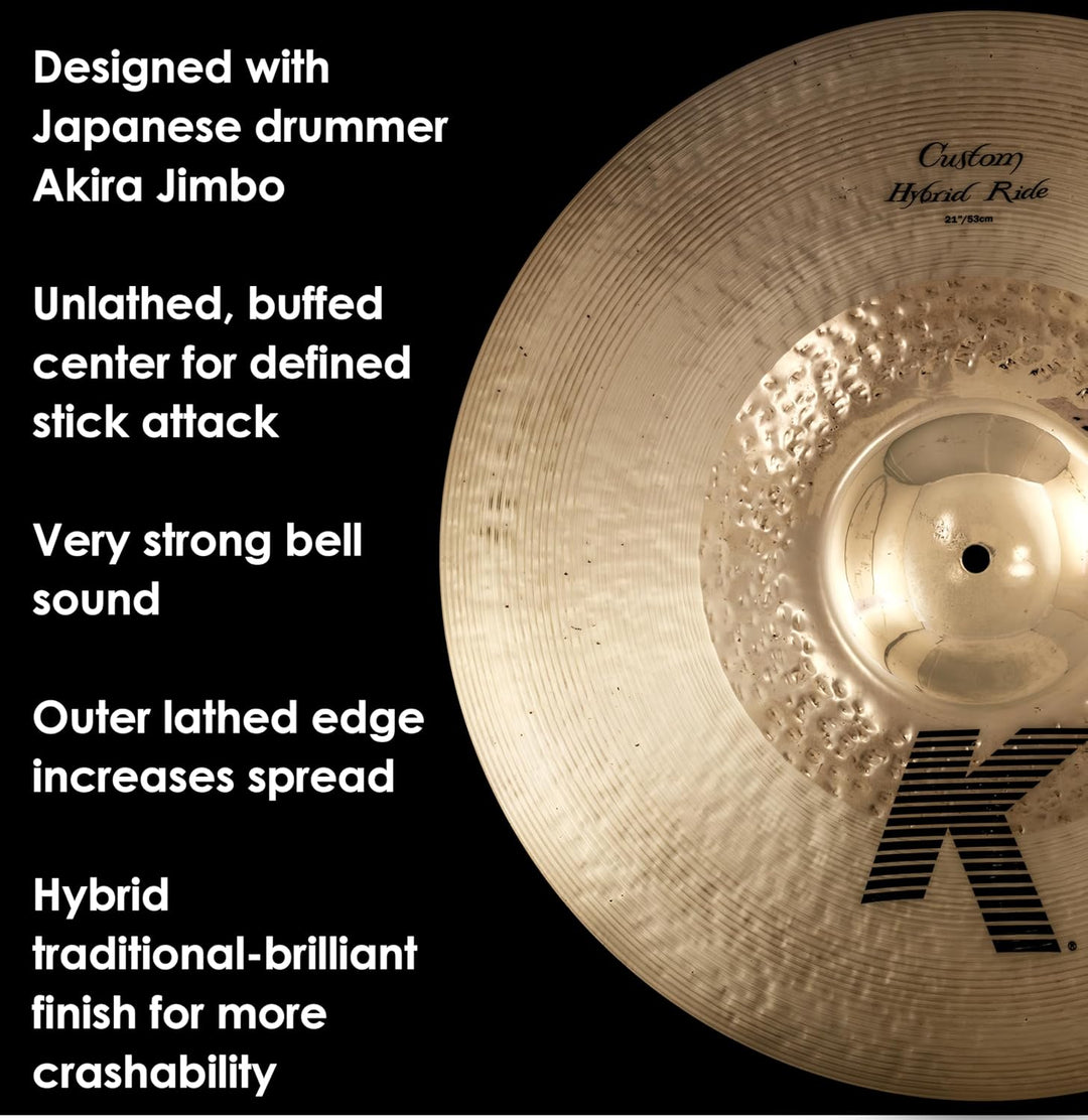 Zildjian K Custom Series - 21" Hybrid Ride Cymbal, Mehrfarbig 21 Zoll Hybrid Ride, 21 Zoll Hybrid Ri