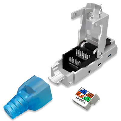 10 Stück Netzwerkstecker Cat 7 werkzeuglos CAT7 CAT7A RJ45 LAN UTP Kabel Stecker Blau ohne Werkzeug