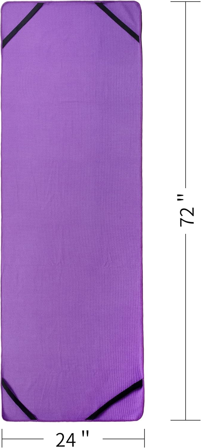Polyte - Yoga Handtuch aus Mikrofaser mit Rutschfester Silikon Unterfläche und Elastischen Bändern,