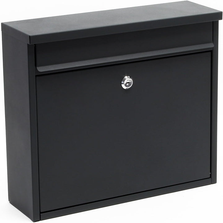 Wiltec Briefkasten V13 Anthrazit 360 x 105 x 315 mm, Wandbriefkasten mit Schloss und Klappe, Postkas