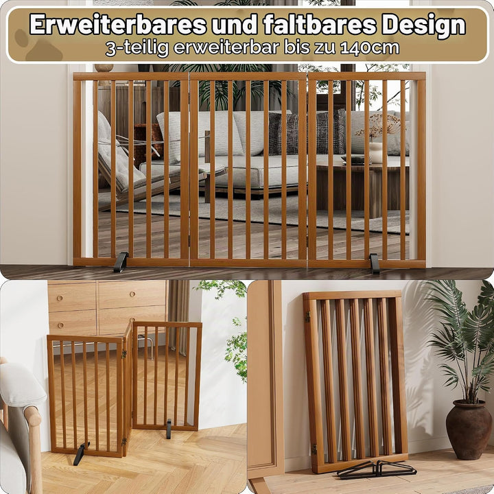 Freistehendes Hundegitter, Faltbares Hundebarriere für Tür,Treppen,Flur,Küche &amp; Schlafzimmer, Freist