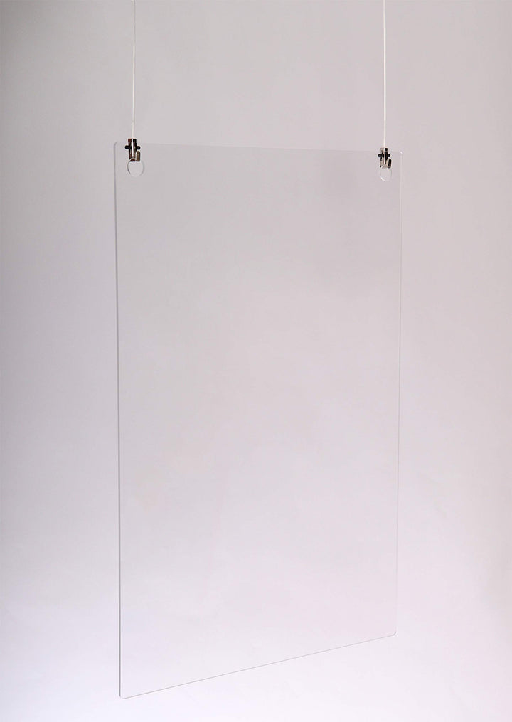 Queence | Hochwertiger Tröpfchenschutz aus Acrylglas zum Aufhängen | Hustenschutz für Empfangsbereic