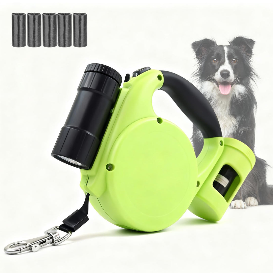Hundeleine 5M mit Licht & Kotbeutel Set,Rollleine Hunde Leine für Mittelgrosse & Grosse Hunde (15-50