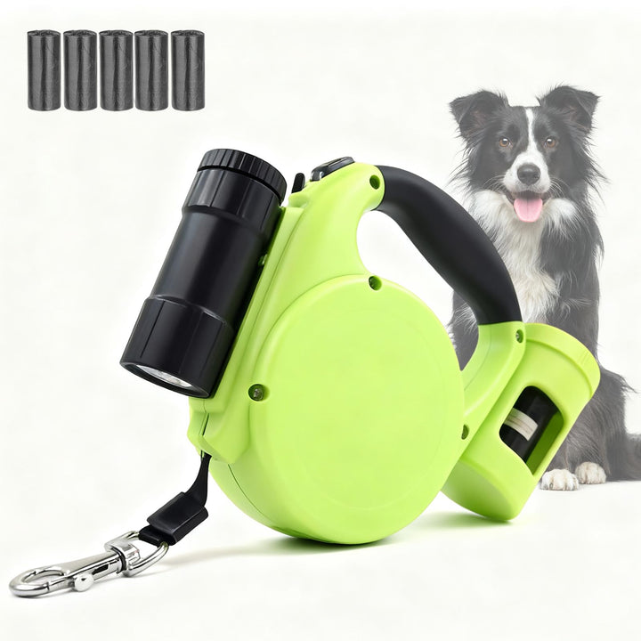 Hundeleine 5M mit Licht & Kotbeutel Set,Rollleine Hunde Leine für Mittelgrosse & Grosse Hunde (15-50