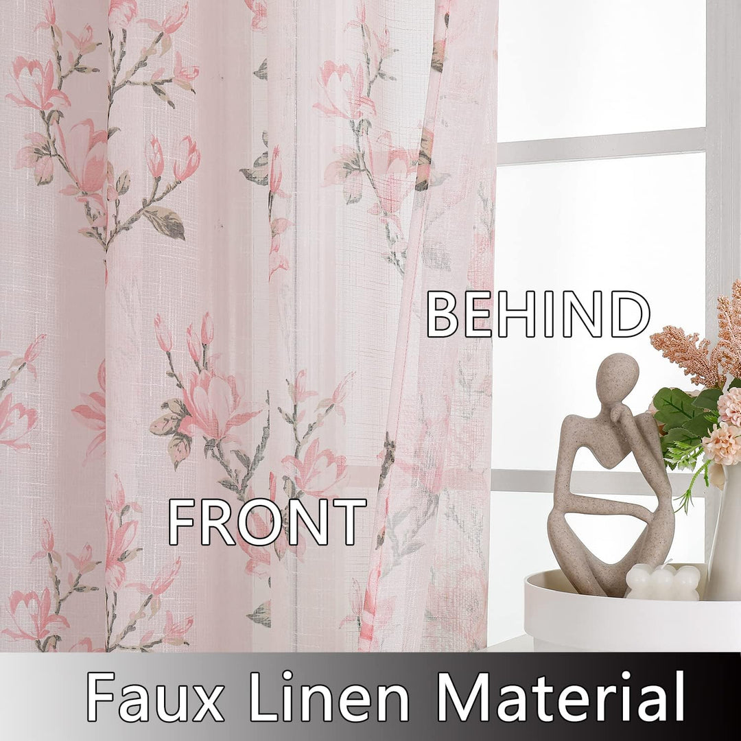 SMILE WEAVER Durchsichtige Vorhänge, 160 cm Länge, für Wohnzimmer, Blumenvorhänge, lichtfilternd, Vo
