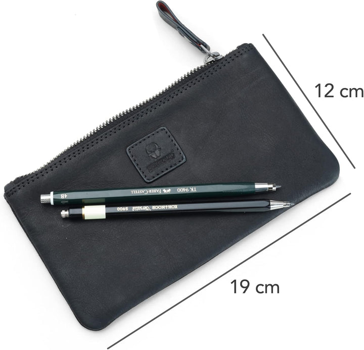 DONBOLSO Federmappe Valencia Leder für Damen und Herren Vintage Schwarz L, Vintage Schwarz L