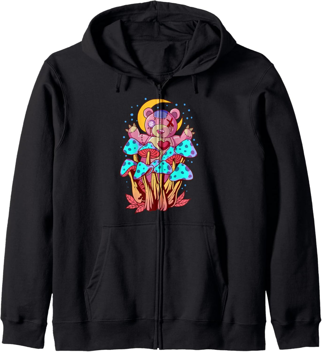 Pastell Goth Teddy und Pilze Geschenk Kapuzenjacke