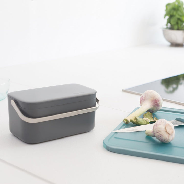 Brabantia Abfalleimer, Kunststoff/Edelstahl, Dunkelgrau, 22 x 13 x 11 cm, 1 Einheiten Dark Grey, Dar