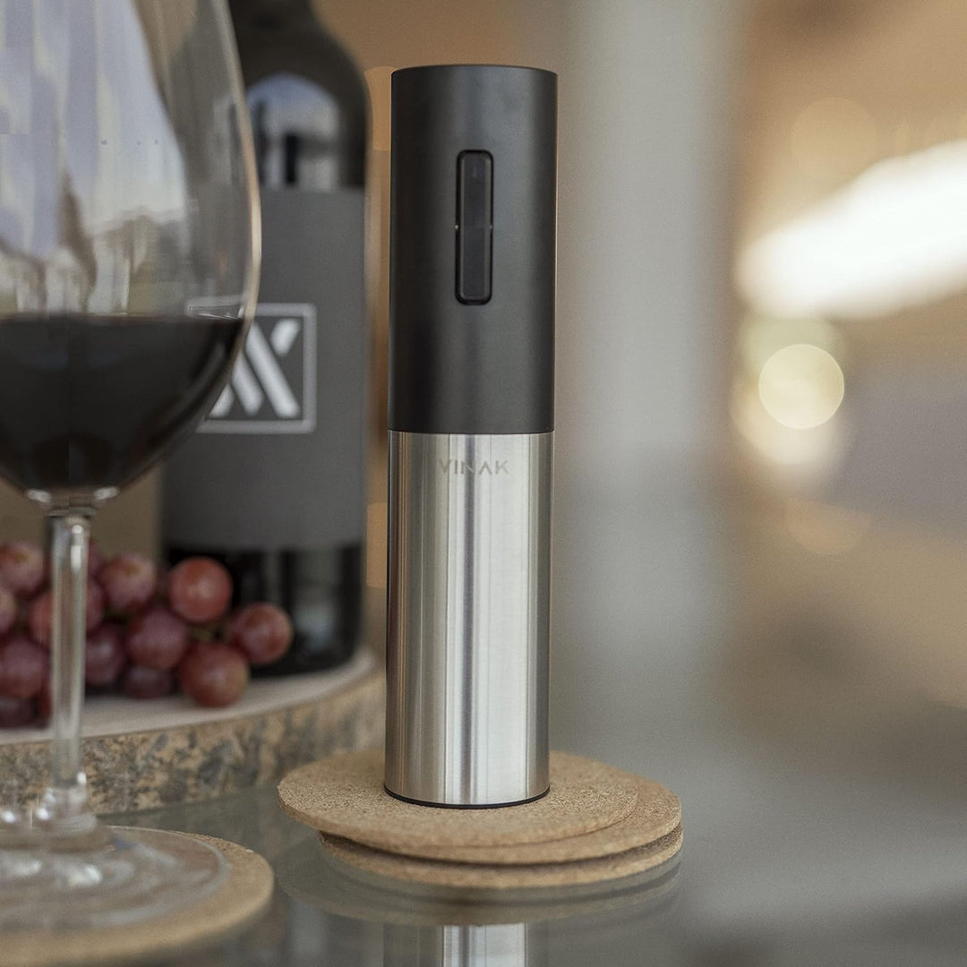 VINAK Wiederaufladbarer elektrischer Korkenzieher aus Edelstahl. Inklusive integriertem Akku, USB -