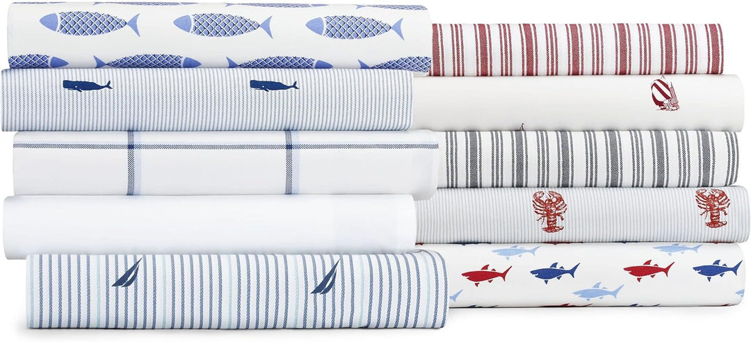 Nautica - Komplettes Bettwäsche-Set, Baumwollperkal, knackig und kühl, leicht und atmungsaktiv (Beau