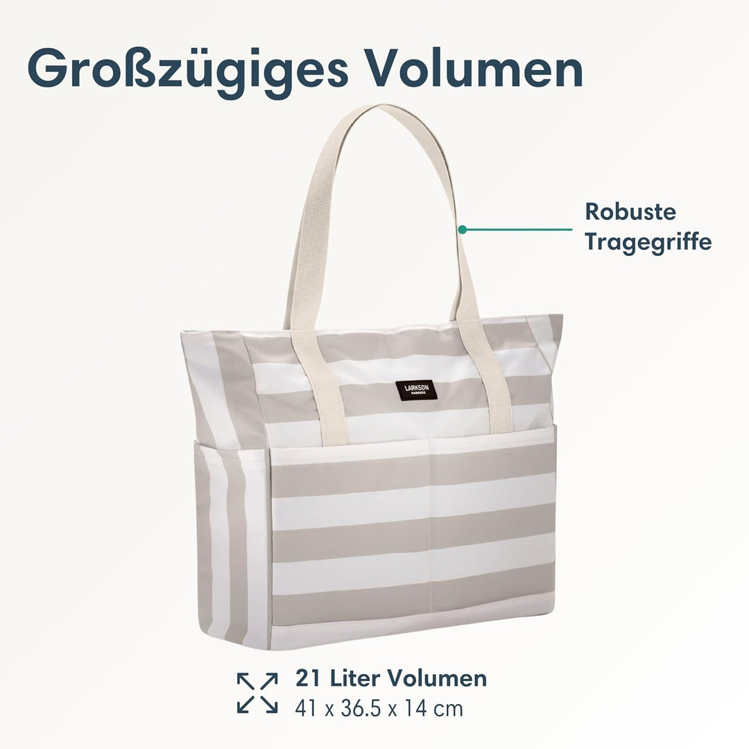 LARKSON Strandtasche Damen & Herren - Linn - Grosse Beach Bag für Strand, Schwimmbad, Pool - Tote Ba