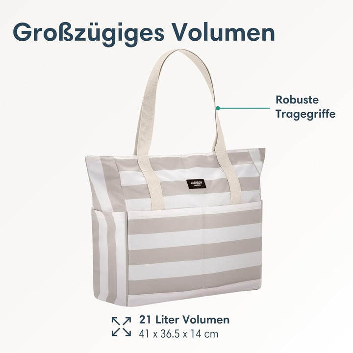 LARKSON Strandtasche Damen & Herren - Linn - Grosse Beach Bag für Strand, Schwimmbad, Pool - Tote Ba