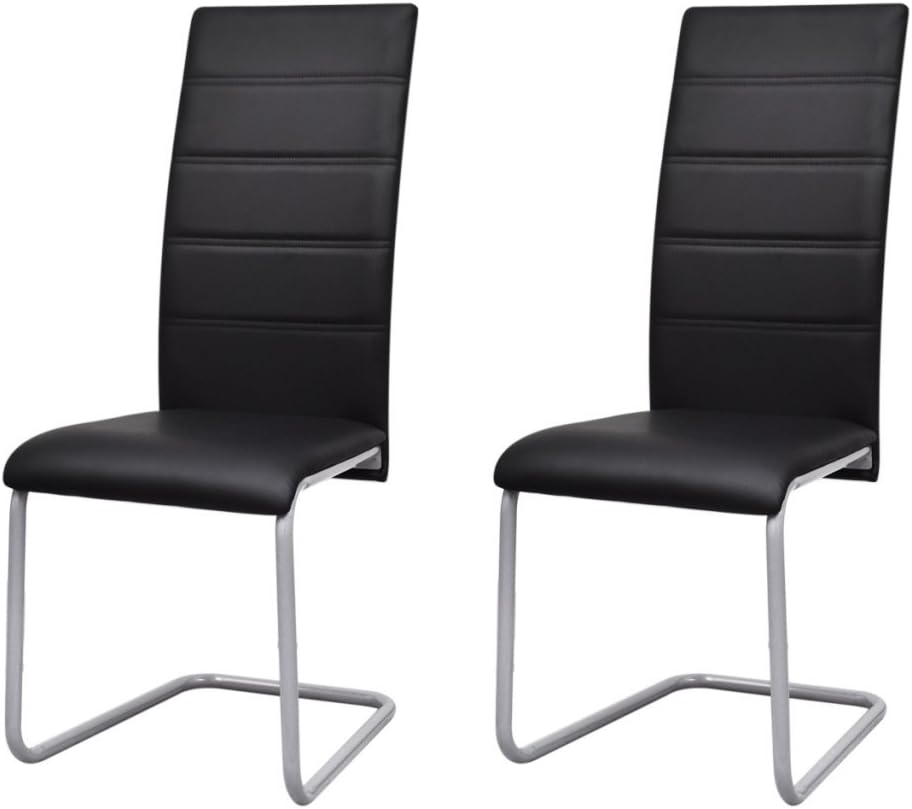 Festnight Esszimmerstuhl Freischwinger Schwingstuhl Küchenstuhl 2er Set Stuhl Set Schwarz, Schwarz