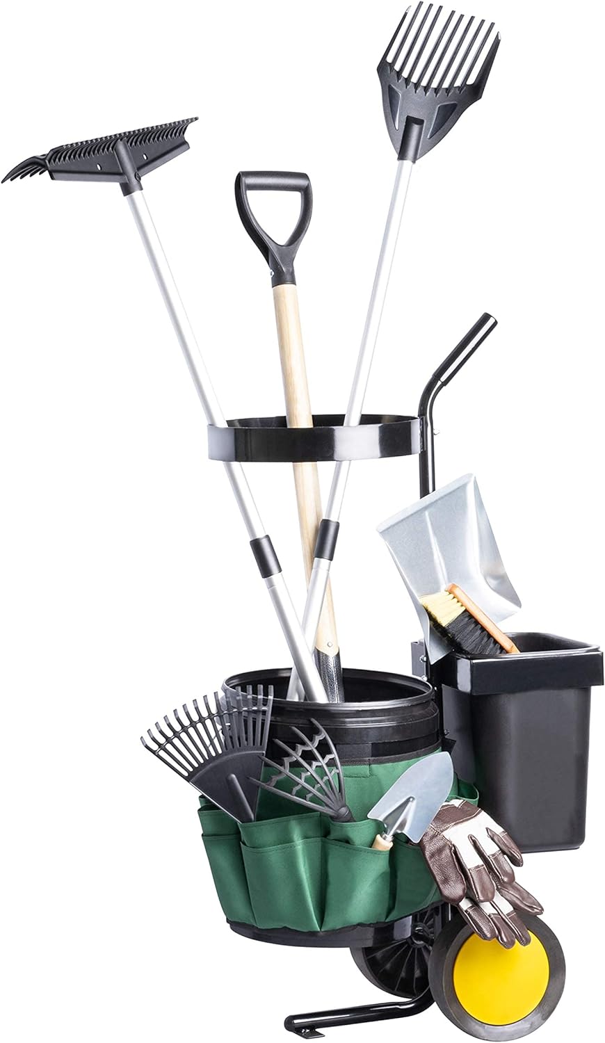 UPP Garten- & Werkzeugtrolley I Transportwagen mit 12 & 20 L Eimer | Gerätehalter und Tasche mit 12