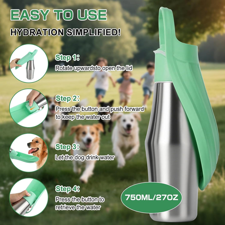 Hundetrinkflasche für Unterwegs - 750ml Trinkflasche Hunde für Unterwegs, Wasserflasche Hund- Auslau
