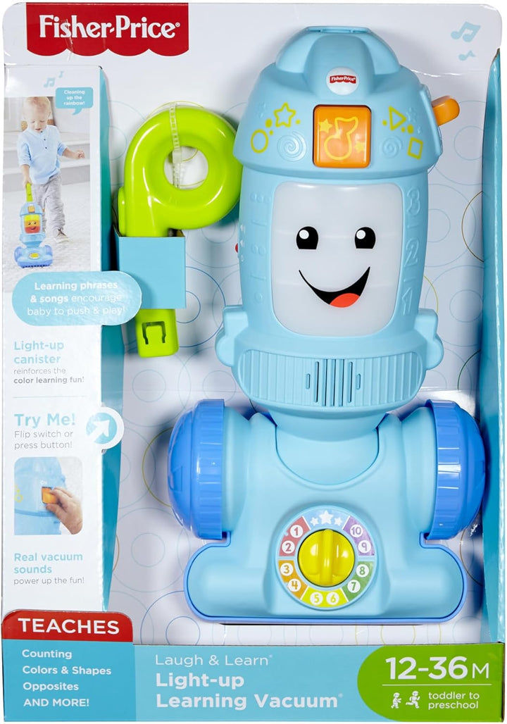 Fisher-Price Laugh & Learn Light-Up Learning Vacuum, Baby and Toddler Push Toy, Multicolour, Ages 12