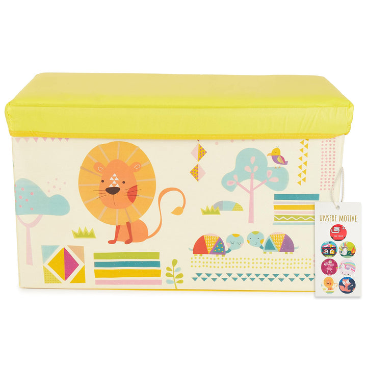 Bieco Aufbewahrungsbox mit Deckel Kinder Zoos, faltbar, Sitzhocker mit Sitzgelegenheit, und Polsteru