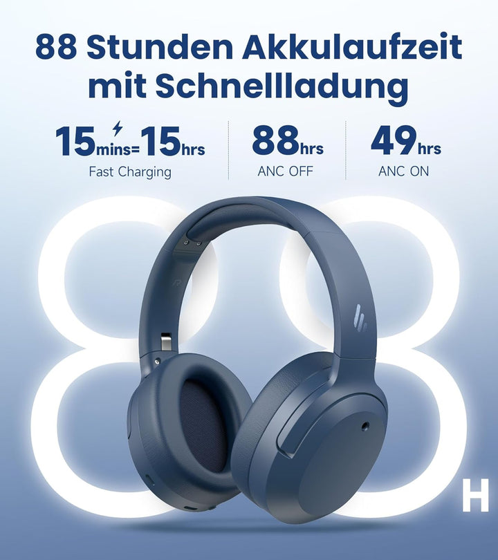 Edifier W820NB Plus Gen 2 Faltbarer Bluetooth V6.1 Over-Ear-Kopfhörer mit -49 dB Geräuschunterdrücku