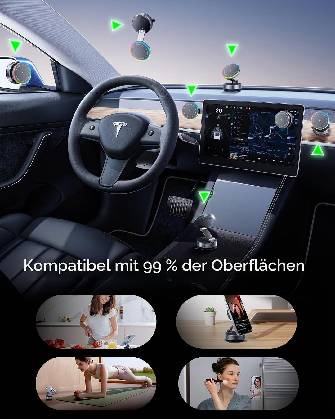 2026 Upgraded Vakuum Handyhalterung mit Ladefunktion - für Magsafe KFZ Handyhalterung Auto, 360° Dre
