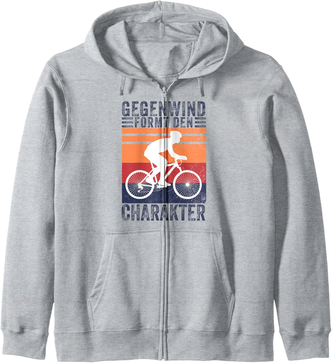 Gegenwind formt den Charakter Lustiges Fahrradfahrer Fahrrad Kapuzenjacke
