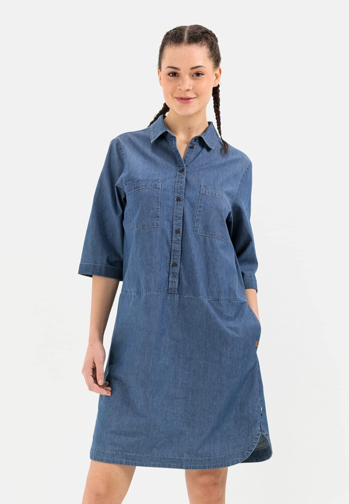 camel active Damen Denim-Kleid aus Organic Cotton XS Blau, XS Blau