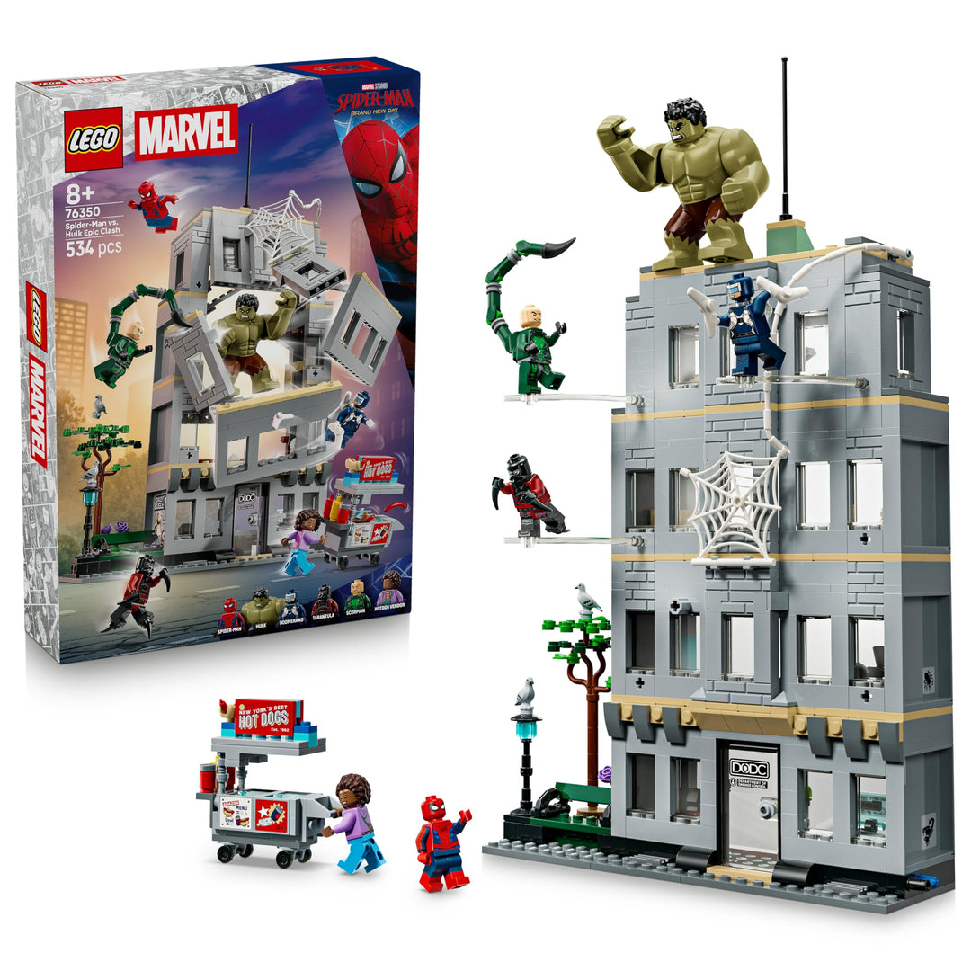 LEGO | Marvel Grosser Showdown: Spider-Man vs. Hulk - Interaktives Spielzeug mit 4-stöckigem Bürogeb