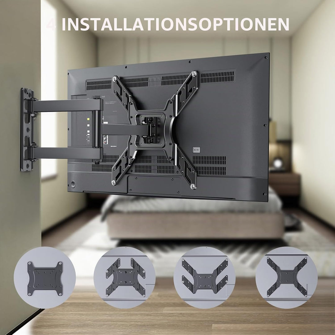 Perlegear TV Wandhalterung, Schwenkbare Neigbare TV Halterung für 26-60 Zoll Flach&amp;Curved Fernseher