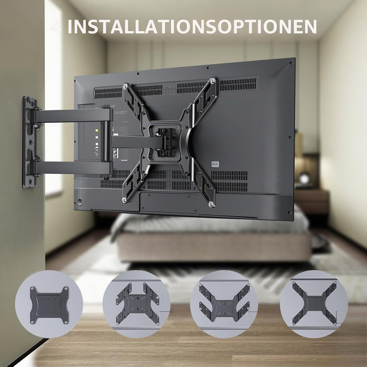 Perlegear TV Wandhalterung, Schwenkbare Neigbare TV Halterung für 26-60 Zoll Flach&amp;Curved Fernseher