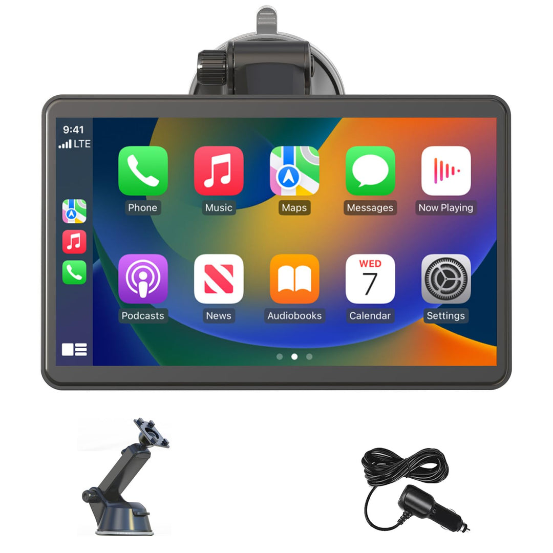7" Drahtloses Tragbares Car Play Display für Apple CarPlay & Android Auto mit Bluetooth, Mirror Link