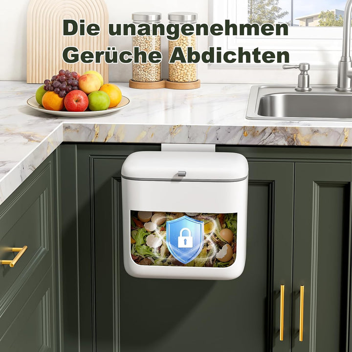 CTIME Biomülleimer Küche 7L - Mülleimer küche, Bio Mülleimer Geruchsdicht Platz Sparen klein Küchenk