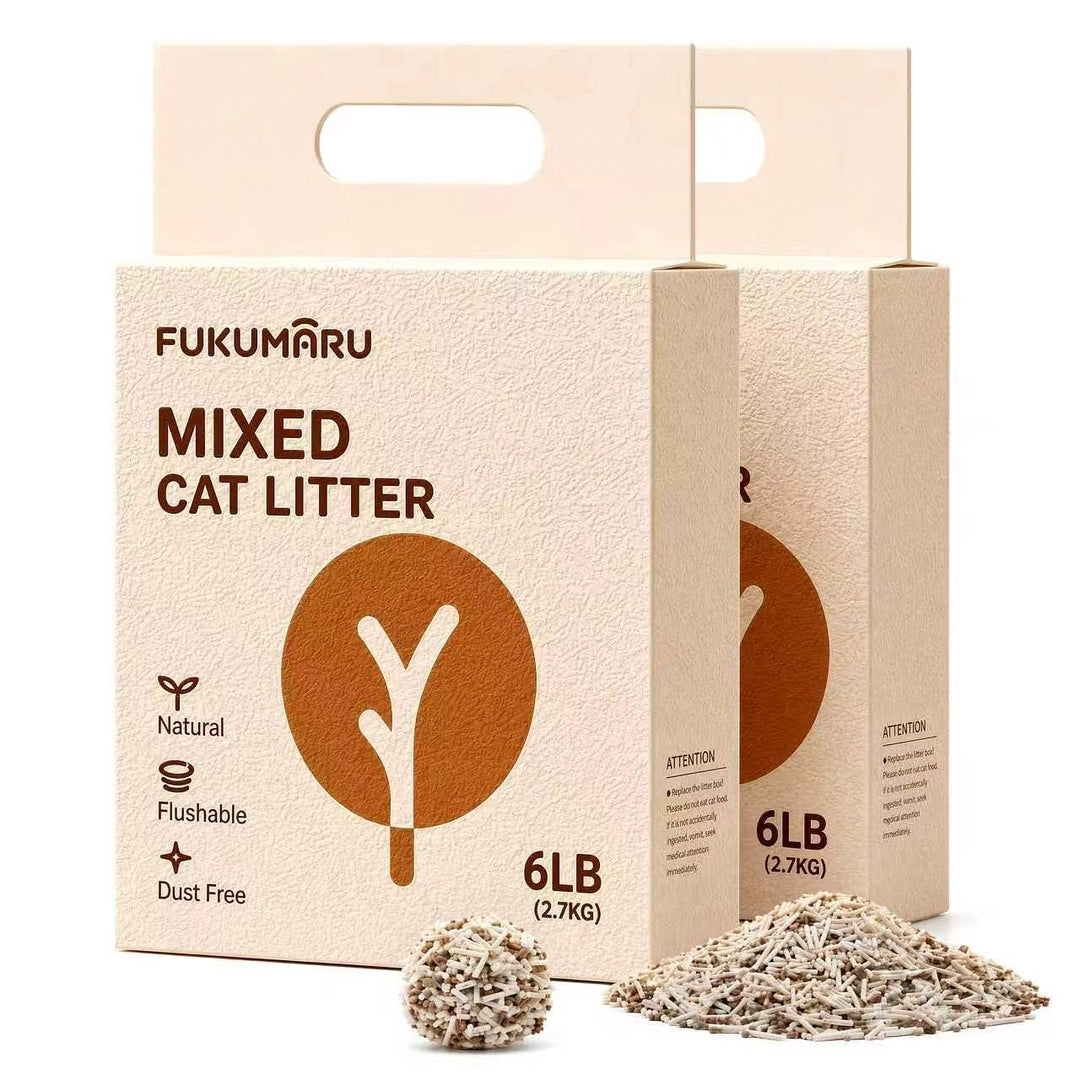 FUKUMARU Tofu Katzenstreu 5.4 kg, Klumpstreu für Katzen, Gemischtes Apfelholzpellets, Staubfrei und