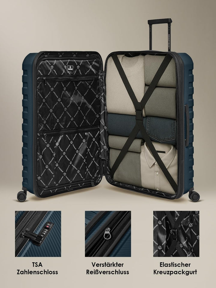 Smartbox Hartschalen Koffer-Set 3-teilig | mit Dehnfalte erweiterbar um 3 cm | aus hochwertigem, lei