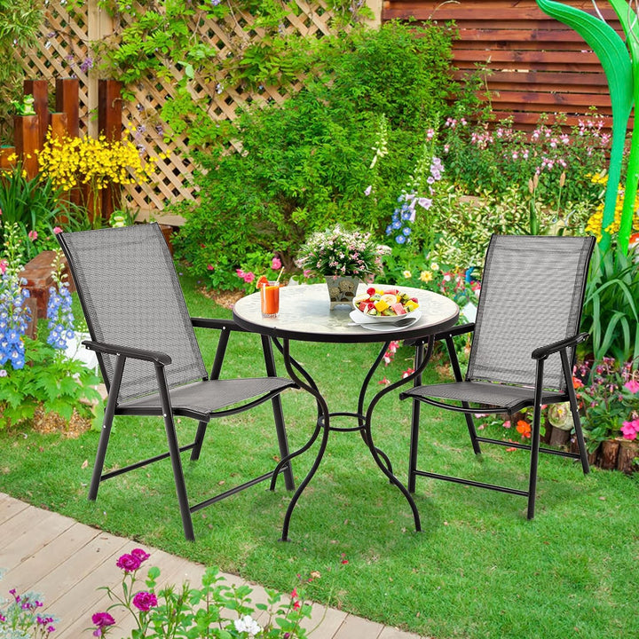 GOPLUS 2er Set Klappstuhl für Indoor und Outdoor, Gartenstuhl mit Rückenlehne und Armlehne, Balkonst