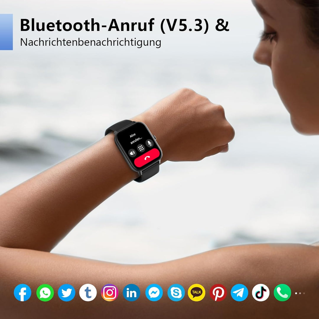 Smartwatch Damen mit Telefonfunktion, Alexa eingebaute 1.8'' Fitnessuhr Damen mit Herzfrequenz, SpO2