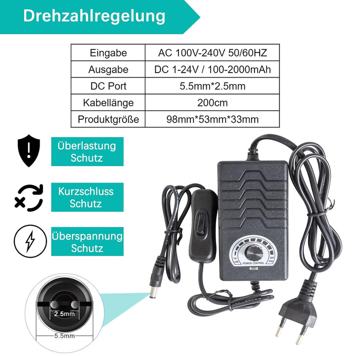 Hubkolbenmotor DC 24V Linearaktuator DIY Motor 3-15cm Hub 120rpm mit Drehzahlregler und Ende Verbind
