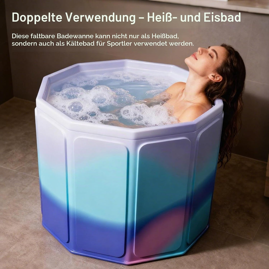 Faltbare Badewanne, 80x70cm(BxH) Tragbare Mobile Badewanne für Heiss- und Kaltbäder für kleine Badez