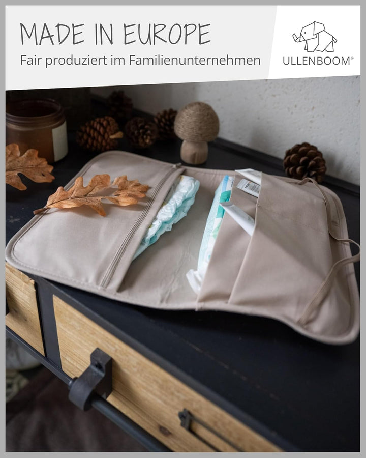 ULLENBOOM Windeltasche für unterwegs, Cord Sand, Made in EU - Wickeltasche für bis zu 3 Windeln, Feu