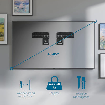 Xantron® SF01 Samsung TV Wandhalterung 43-85 Zoll/ Slim Fit max. 60kg / Fernseher , minimaler Wandab