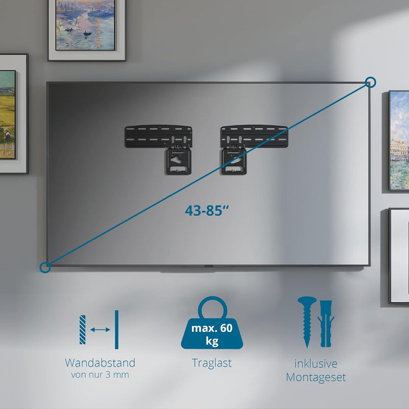 Xantron® SF01 Samsung TV Wandhalterung 43-85 Zoll/ Slim Fit max. 60kg / Fernseher , minimaler Wandab