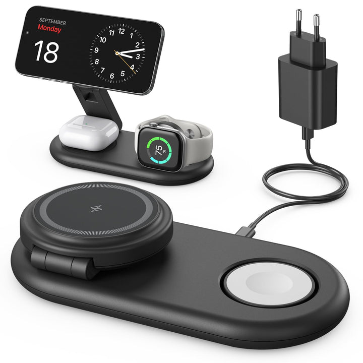 3 IN 1 Tragbare Ladestation kompatibel mit Apple Watch und iPhone, Mag-Safe Ladegerät für iPhone 16
