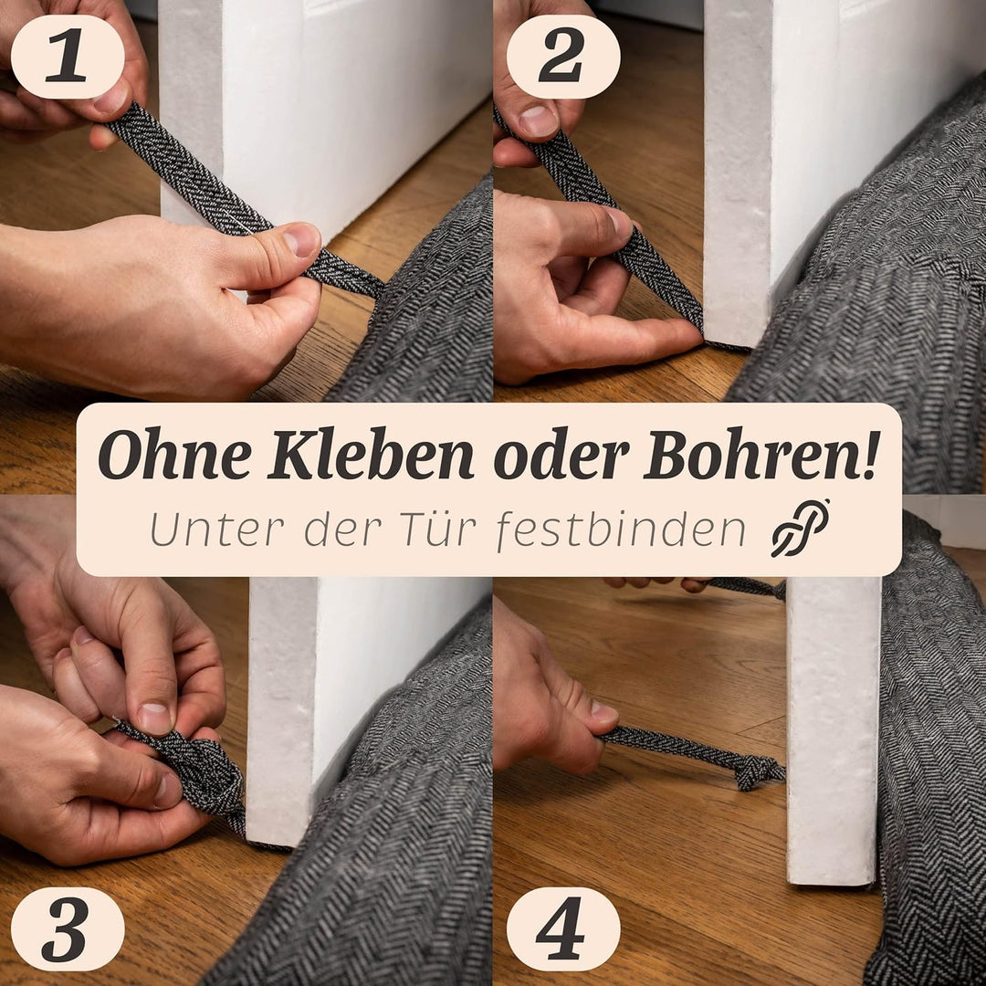 Praknu 2 Stück Zugluftstopper für Fenster bis 120cm - Waschbar - Energiesparend - Extra Lang & Schwe