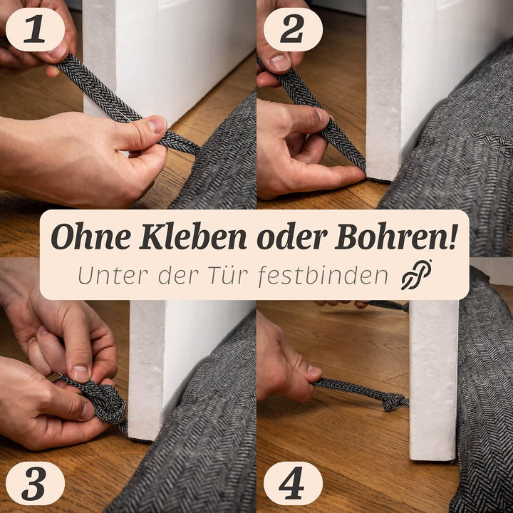 Praknu 2 Stück Zugluftstopper für Fenster bis 120cm - Waschbar - Energiesparend - Extra Lang & Schwe