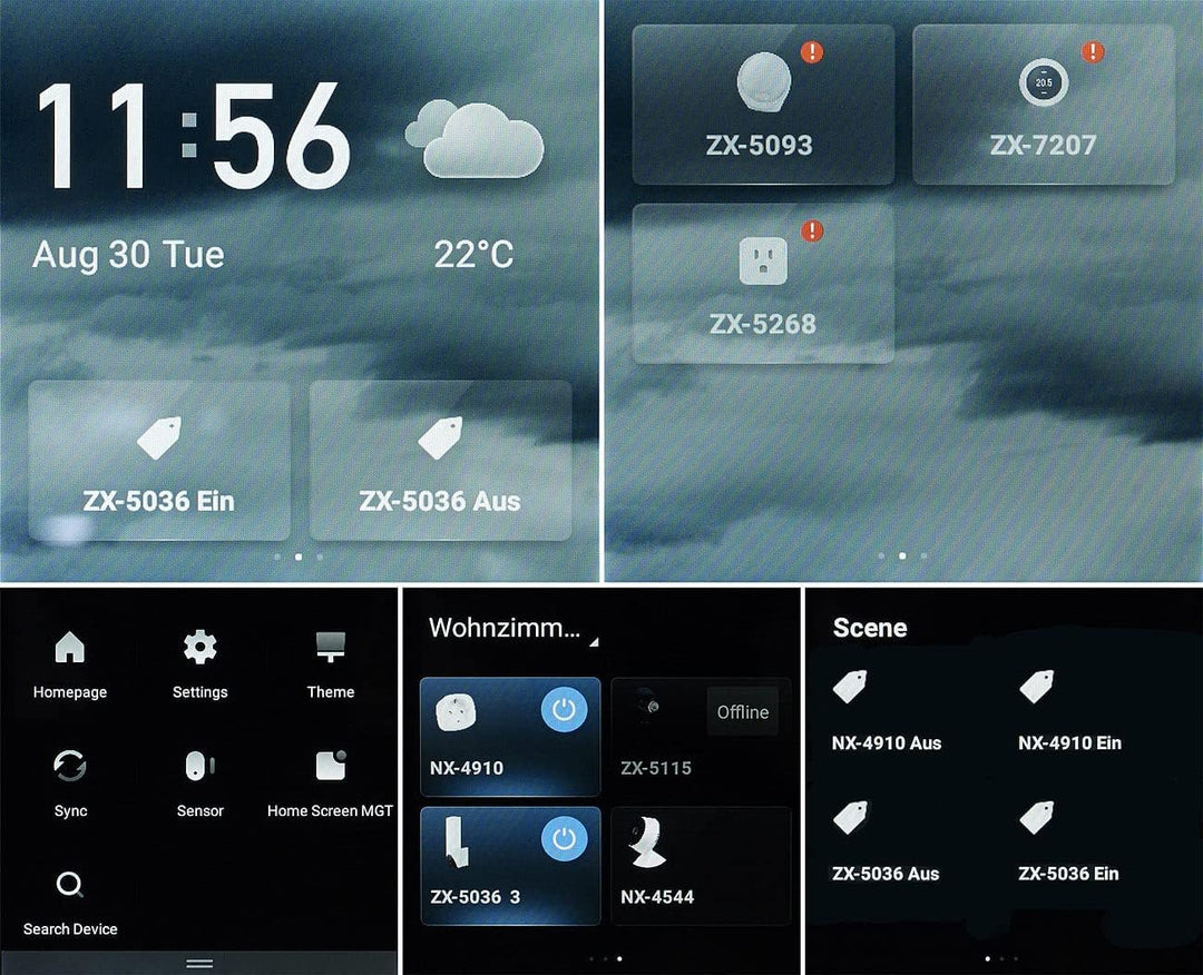 Luminea Home Control Smart Home Zentrale: Einbau-Smarthome-Zentrale, 4"/10,2cm Touchscreen, WLAN, Zi
