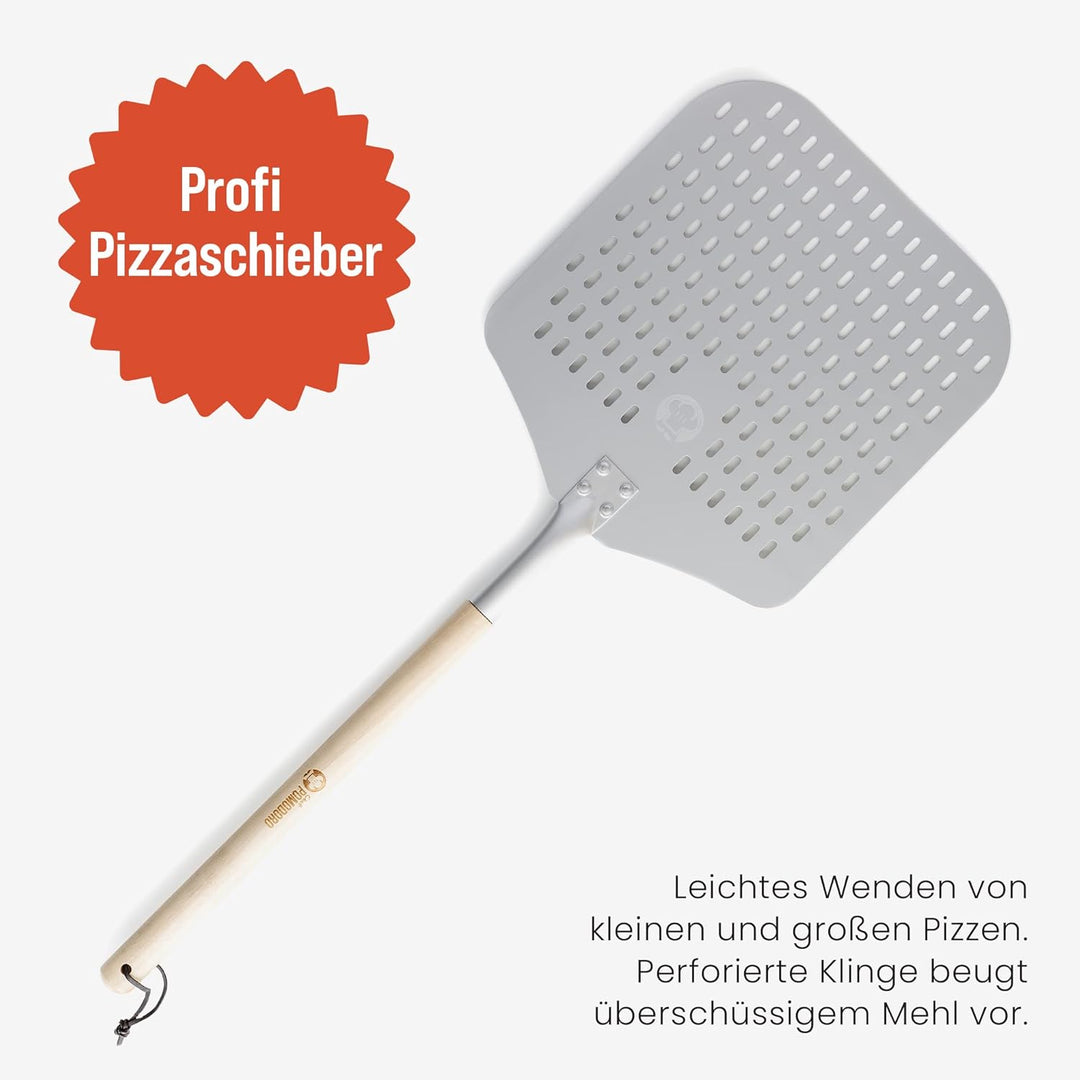 Chef Pomodoro Pizzaschieber – Pizzaschaufel – Pizza Schaufel Metall – Pizzaschieber Perforiert – Piz