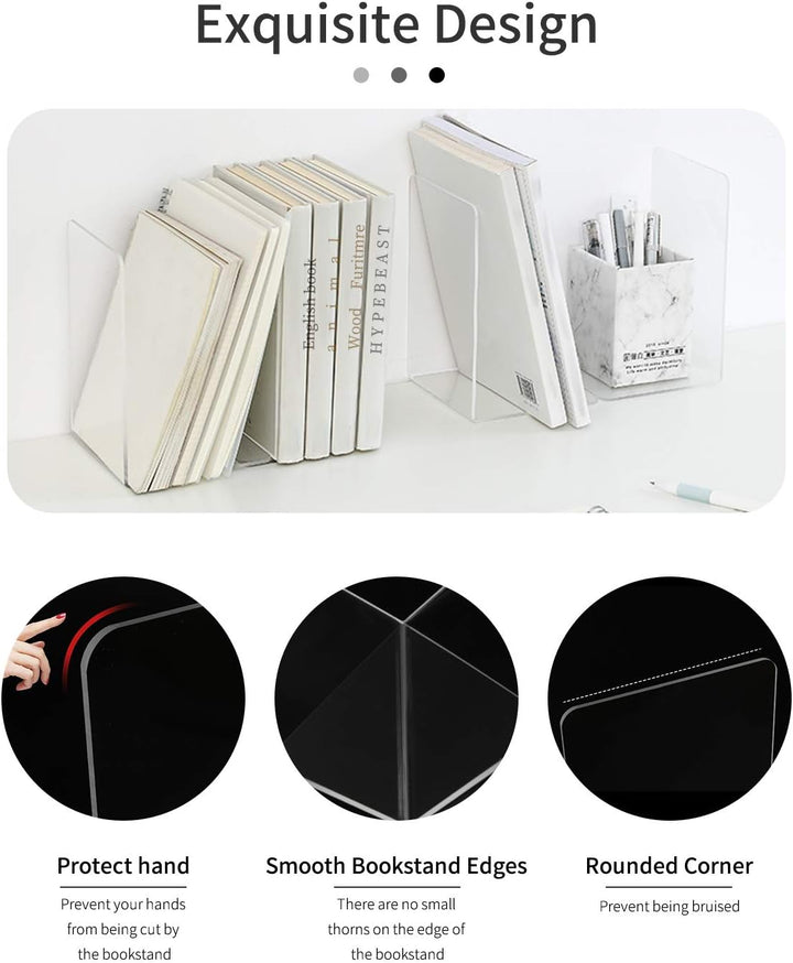 MSDADA Buchstützen, Hochwertiges Acryl Transparent Buchstützen für Kinder Erwachsene zum Arbeitszimm